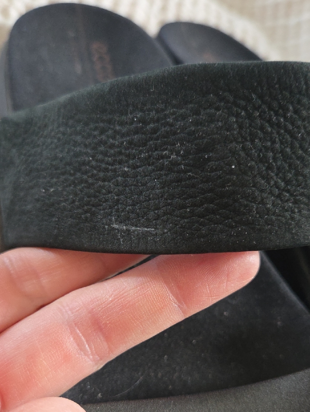 Ecco Flote Black Leather Slides Sandals - Picture 3 of 8